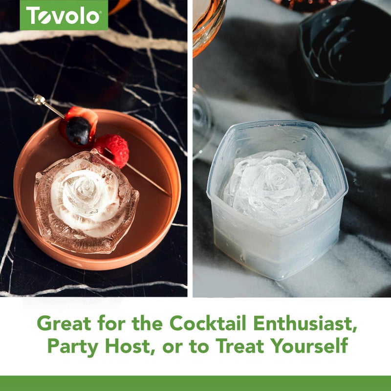 Tovolo Rose Shaped Ice Molds, Set of 2 - Large Romantic Ice Mold Gift - Unique Ice Mold Chills Drinks - Odor-Free Freezer Storage, Dishwasher-Safe with Silicone Plunger - Image 4